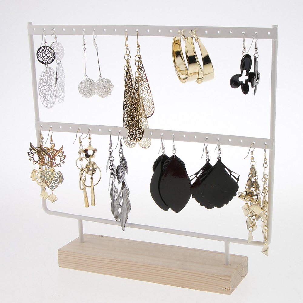 Jewelry Stand - 44 Holes - 2 Tiers - Metal - for Earrings, Necklaces, Rings