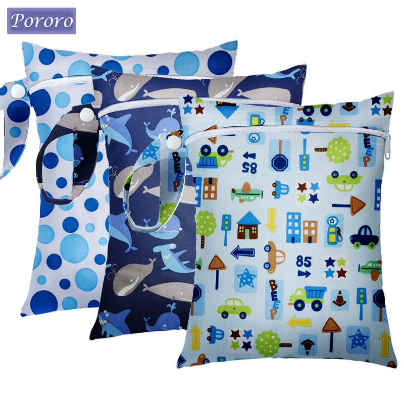 Printed Pocket Wet Bag Waterproof Reusable Nappy Bags PUL Travel Baby Nappy Mini Size Wet Dry Bags Wetbags 25x20cm
