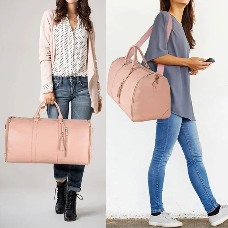 , bolsa grande de almacenamiento plegable de PU para traje, bolsa plegable de viaje para mujer, bolsa de ropa práctica, bolsa de lona, bolsa de viaje de negocios para mujer