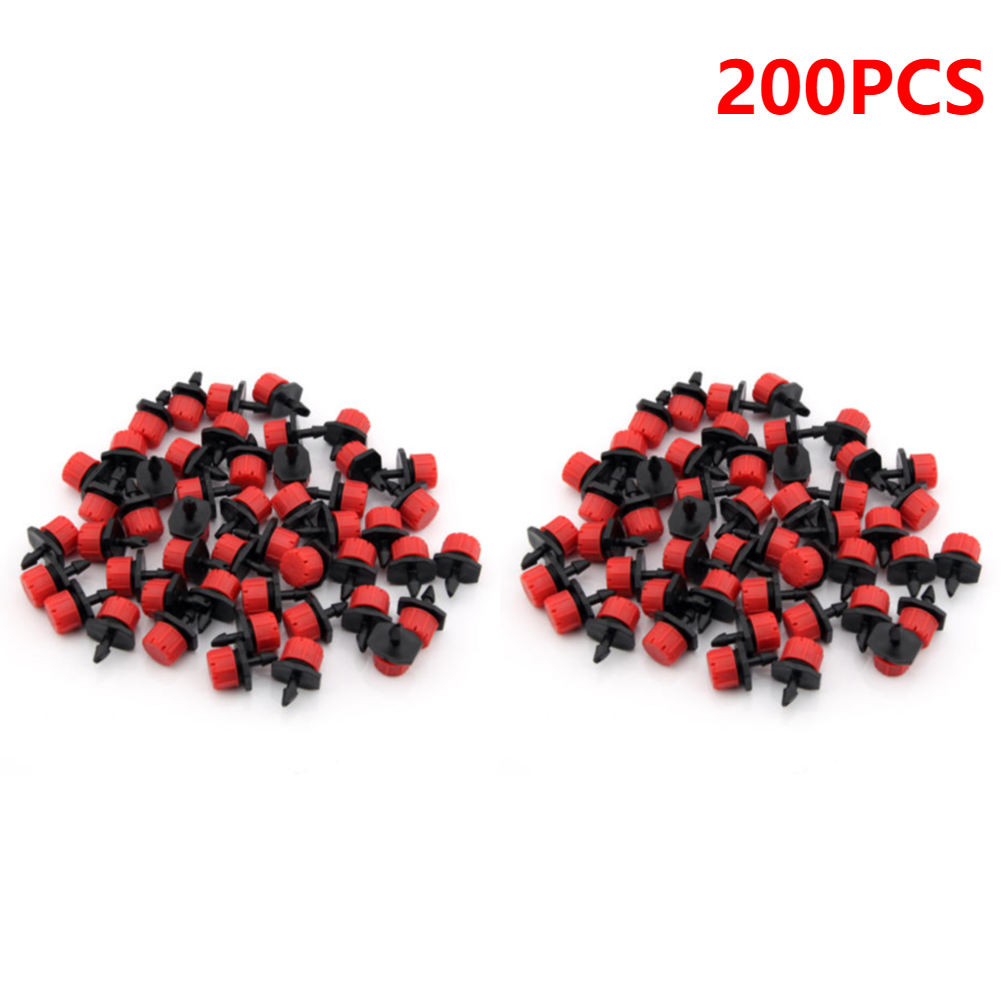 500-100 Uds. Gocciones de riego ajustables de 1/4 pulgadas, aspersores giratorios, microaspersores de riego por goteo para balcón, invernadero: Borgoña
