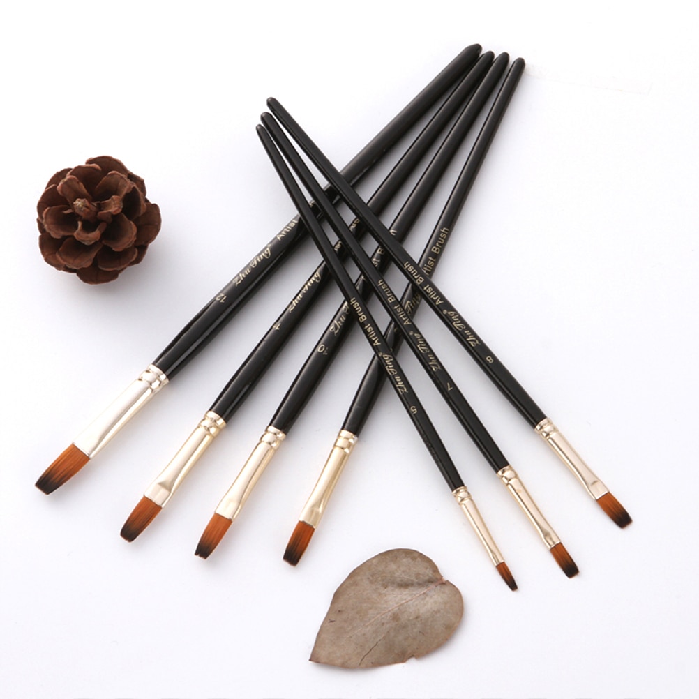 12pcs Painting Brushes Practical Flat Artist Paint Brushes