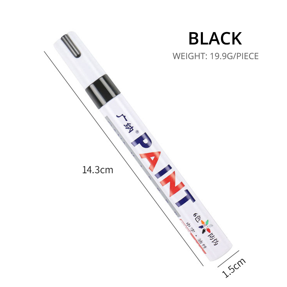 1pcs White Waterproof Cars Wheel Tire Oily Mark Pen Auto Rubber Tyre Paint Pen Cd Metal Permanent Paint Marker Graffiti Touch Up: black
