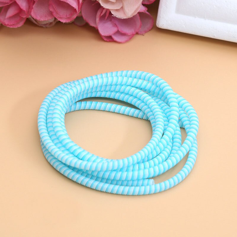 1Pc kabel spiralny USB Protector dla Iphone słuchawki odporne na kurz Winder 1.4M Earpods ochrona liny wiosna sznurka słuchawki pokrywa: 1