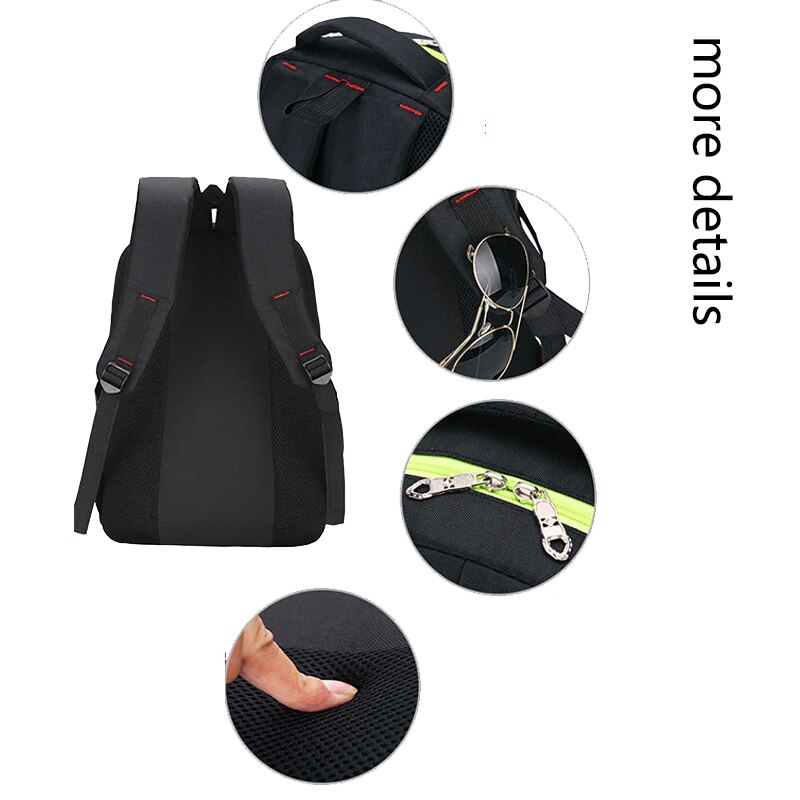 Stor kapacitet mænd rygsæk skoletasker til teenager drenge sort junior high school elever rygsæk 17 computer taske