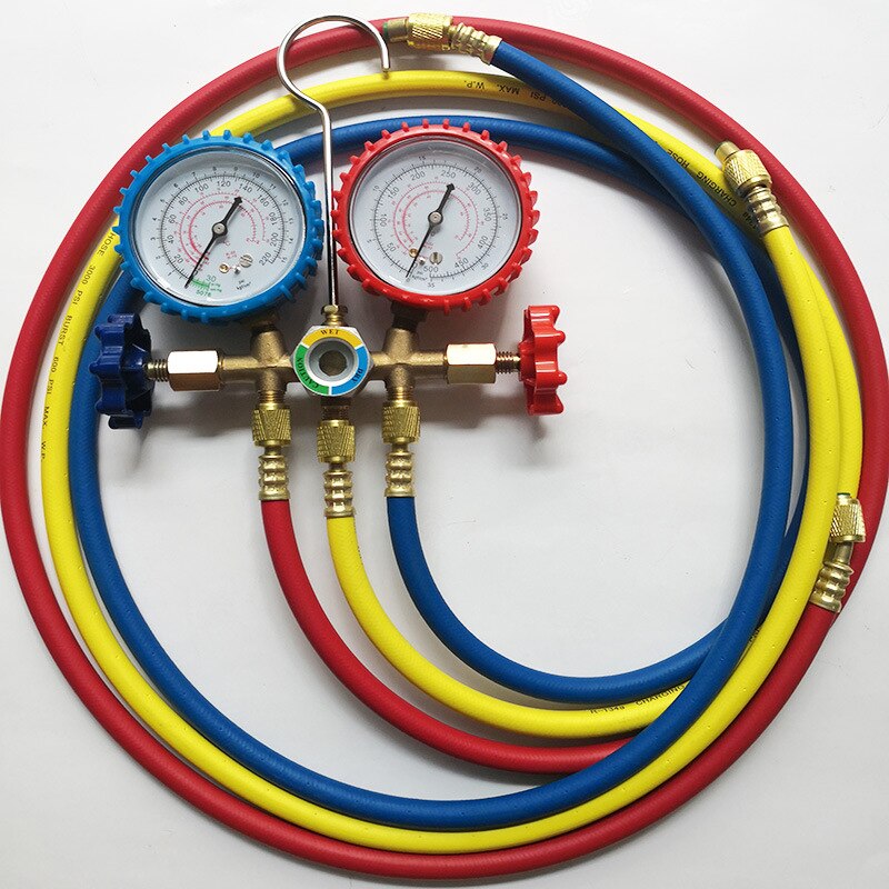 Auto Manifold Gauge Set R134A Refrigerant Charging Hose with 2 Quick Coupler For R134A Air-conditioning Refrigeration: Default Title