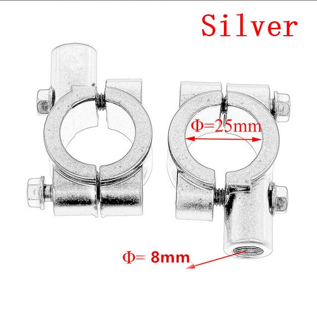 Abrazadera de montaje para espejo retrovisor de motocicleta, soporte de 2 piezas, 22mm, 10mm, 8mm, 10mm y 25mm: 8mm 25mm Silver