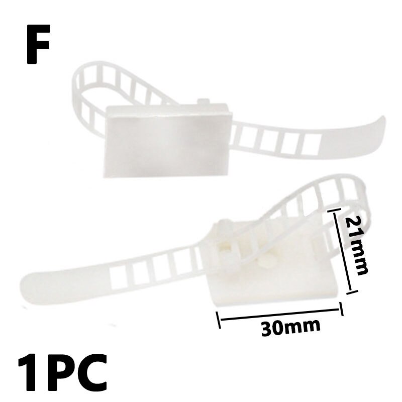 10PC Cable Tie Mounts Adjustable Wire Ties Cable Clips Clamp Plastic Self Adhesive Cable Organizer Fix Holder Cord Management: F