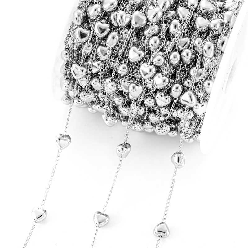 1-metrowy łańcuszek 6 mm CCB Heart Star Bead Miedziany łańcuszek do bransoletki Naszyjnik Okulary Łańcuchy antypoślizgowe DIY Ręcznie robiona biżuteria Y24
