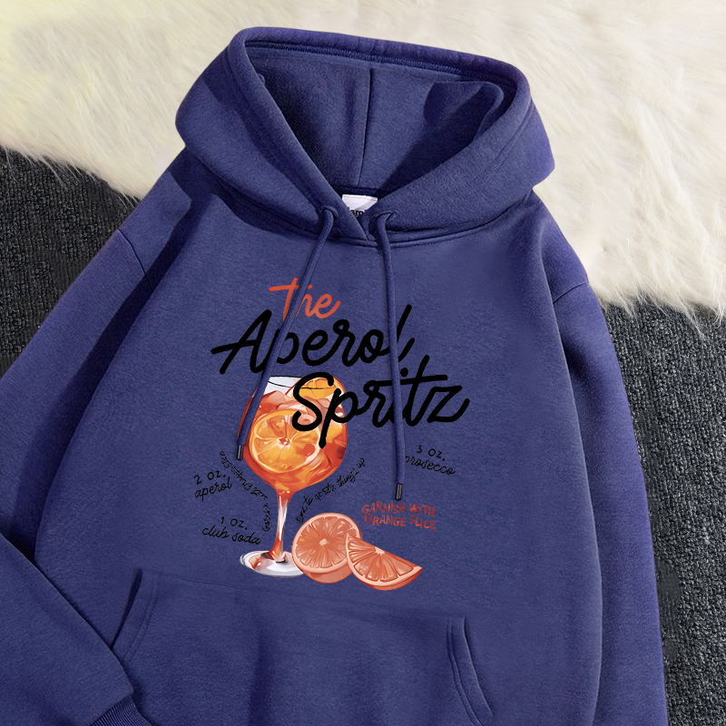 Sweat à capuche d'hiver pour femme The Aperol Spritz rétro Cocktail impression sweat poche ample polaire pull Kawaii vêtements de sport
