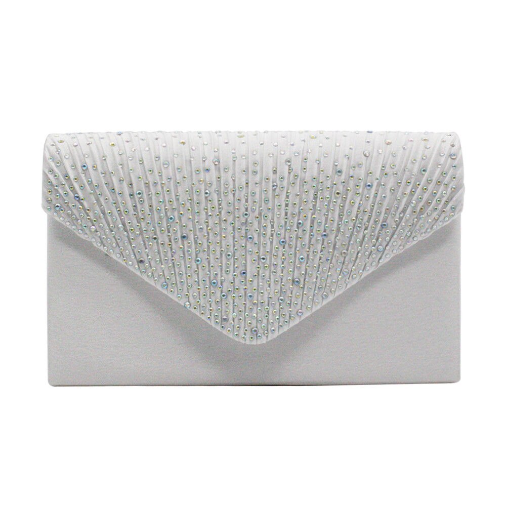 Mode Glanzende Vrouwen Clutch Bag Partij Bruiloft Envelop Handtas Draagbare Portemonnee: WHITE