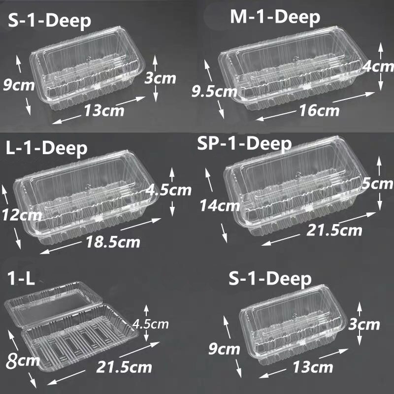 100Pack Disposable Clear Plastic Containers Transparent Box for Dessert Fruit Cake Salad Sandwiches Take Out Box
