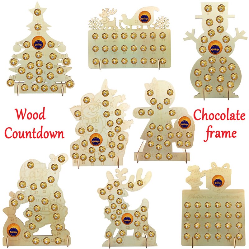 Decorazioni natalizie decorazioni artigianato in legno festa di natale portapacchi per cioccolato conto alla rovescia calendario pendolo