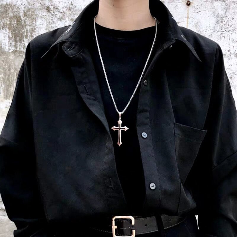Vintage Gothic Hollow Cross Hanger Collier Zilver Kleur Cool Street Style Ketting Voor Mannen Vrouwen Hals Sieraden