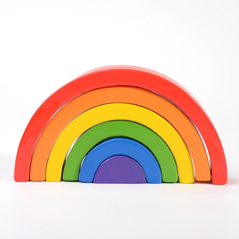 INS Giocattoli Del Bambino Grandi Blocchi Arcobaleno/Semicerchio Blocchi di Costruzione Rettangolare Bordo Pegdolls Geometrica Giocattoli di Legno Per Il Capretto Educazione: 04