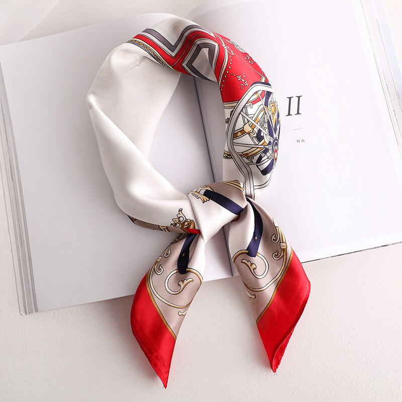 Dames zijden sjaal kleur groen bedrukt bandana dames vierkante sjaals zachte tassen sjaal: W -79 rood