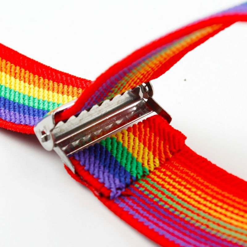 Bunte Gestreiften Band Regenbogen Lätzchen Hosen Riemen Clip Erwachsene unisex Hosenträger Schnalle Verstellbar Schulter Gürtel