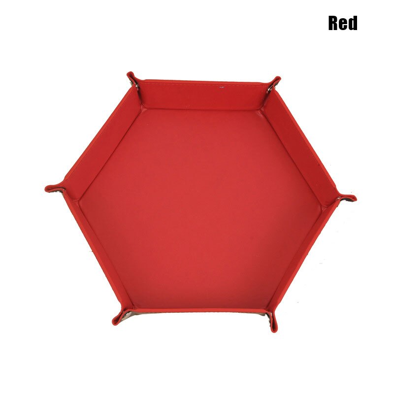 1Pc Folding Hexagon Dobbelstenen Lade Sleutel Doos Pu Zeshoekige Box Dice Game Lade Game Dice Opslag Tafel Board Games: red