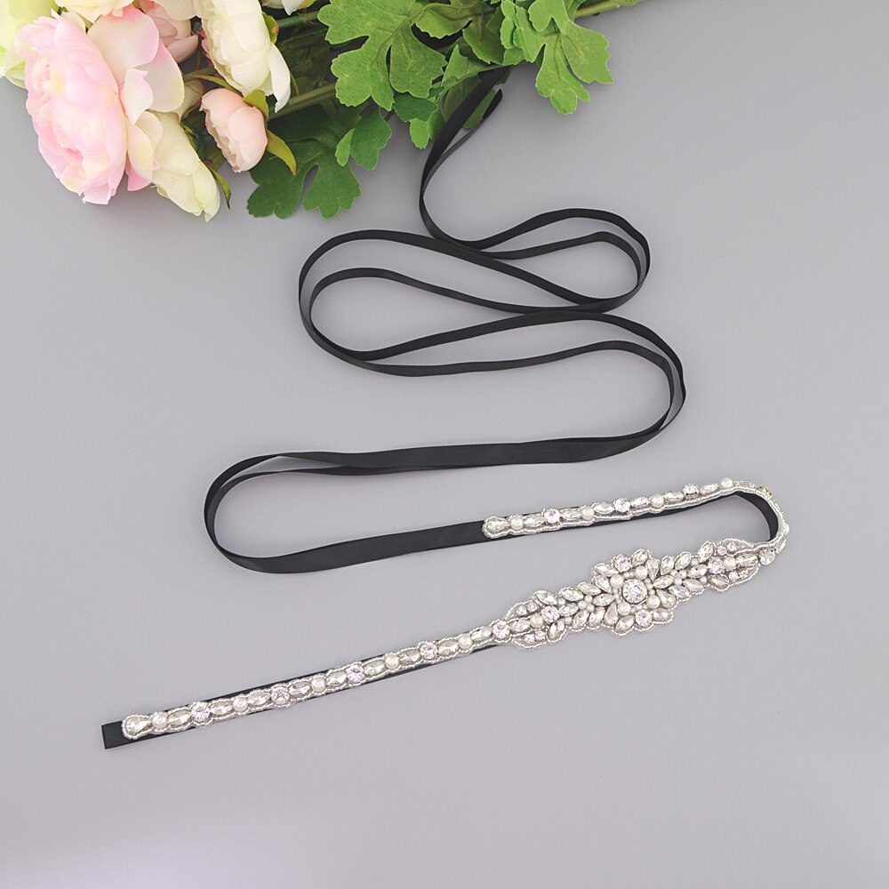 Zms 379 strass riem, trouwriem, bruidsriem, bruidsaccessoires, bruidsaccessoires, bruidsmeisjesriem, riem voor avondjurken: Zwart