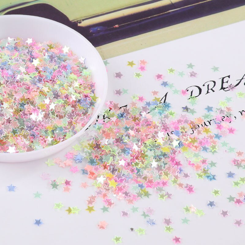 10 G/pak Transparante Kleuren 3Mm Little Star Vorm Losse Pailletten Diy Nail Craft Sieraden Maken, Bruiloft Decoratie Confetti: Mix Colors