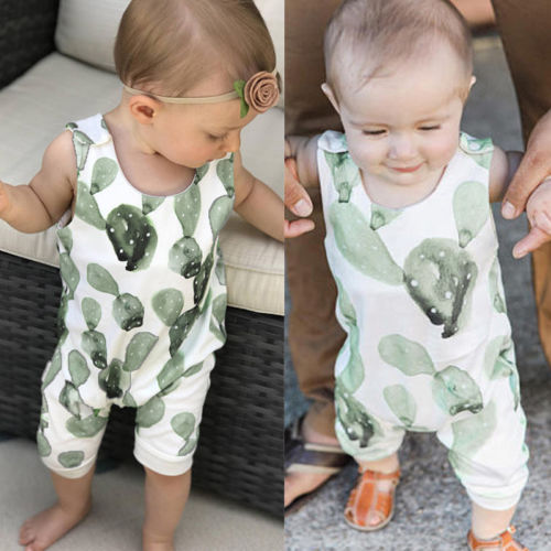 Ärmelloser strampler mit kaktusmotiv für babys und kleinkinder, mädchen und jungen