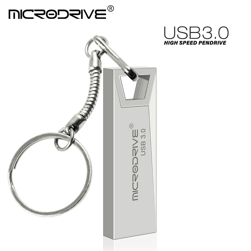 USB3.0 Flash Drives Pendrive 128gb 256gb pen drive 64gb 32gb 16gb Metal USB 3.0 stick Memory flash Disk with key ring: Silver / 64 GB