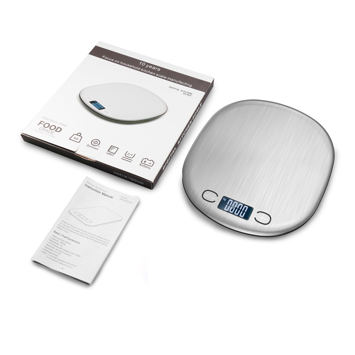 15kg Digital Kitchen Scale Household Electronic Food Scale Cooking Baking Scale Kitchen Measuring Tool Stainless Steel