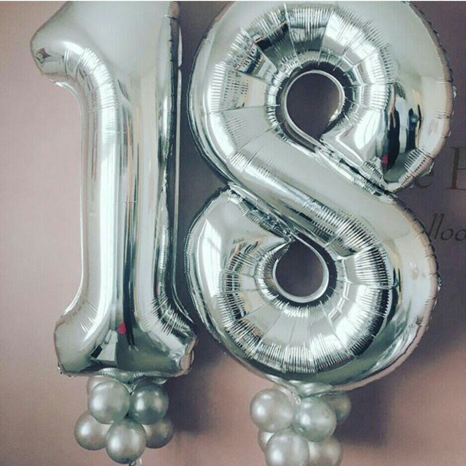 2pcs 32/40 inch Happy 18 Birthday Foil Balloons pink blue gold number 18th Years Old Party Decorations Man Boy Girl Supplies