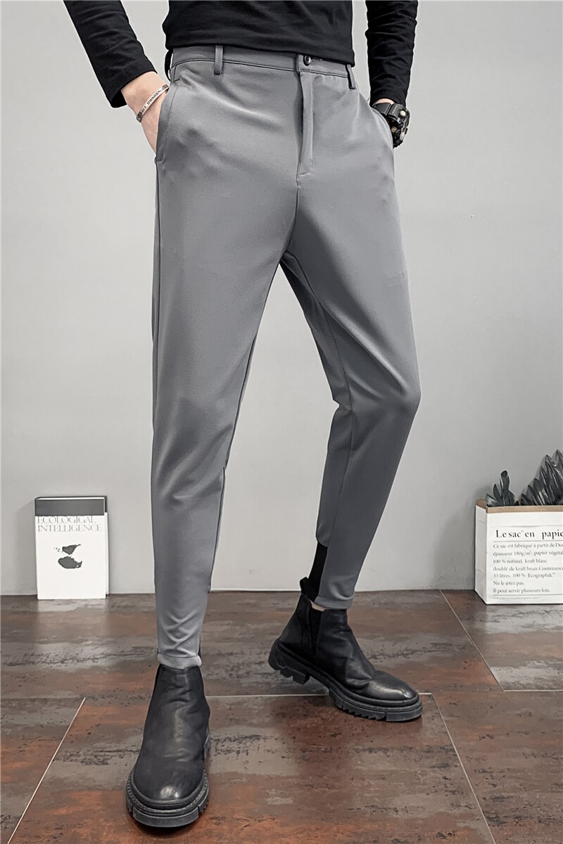 Men Suit Pants Business Office Social Slim Fit Trousers Streetwear Casual Pencil Pants Pantalon Homme Classique