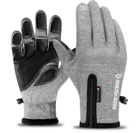 Guantes deportivos al aire libre GOLOVEJOY DB03 Unisex dedo completo polar térmico ciclismo senderismo pantalla táctil esquí Golves: Light gray / L