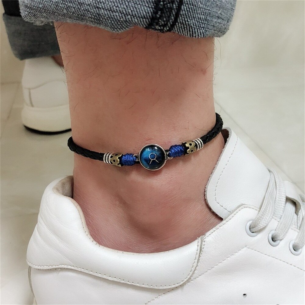 Twelve Constellation Anklets Jewelry Men Leg Bracelet Feet Accessories Male Ankle Bracelet enkelbandjes sieraden