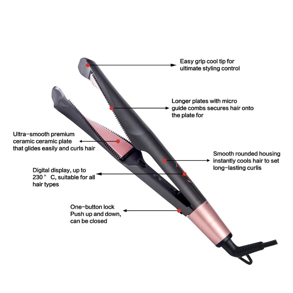2-in-1-Haarglätter und Lockenwickler, Turmalin-Keramik, gedrehtes Glätteisen, Glätten und Lockenwickeln mit LCD für das Haarstyling