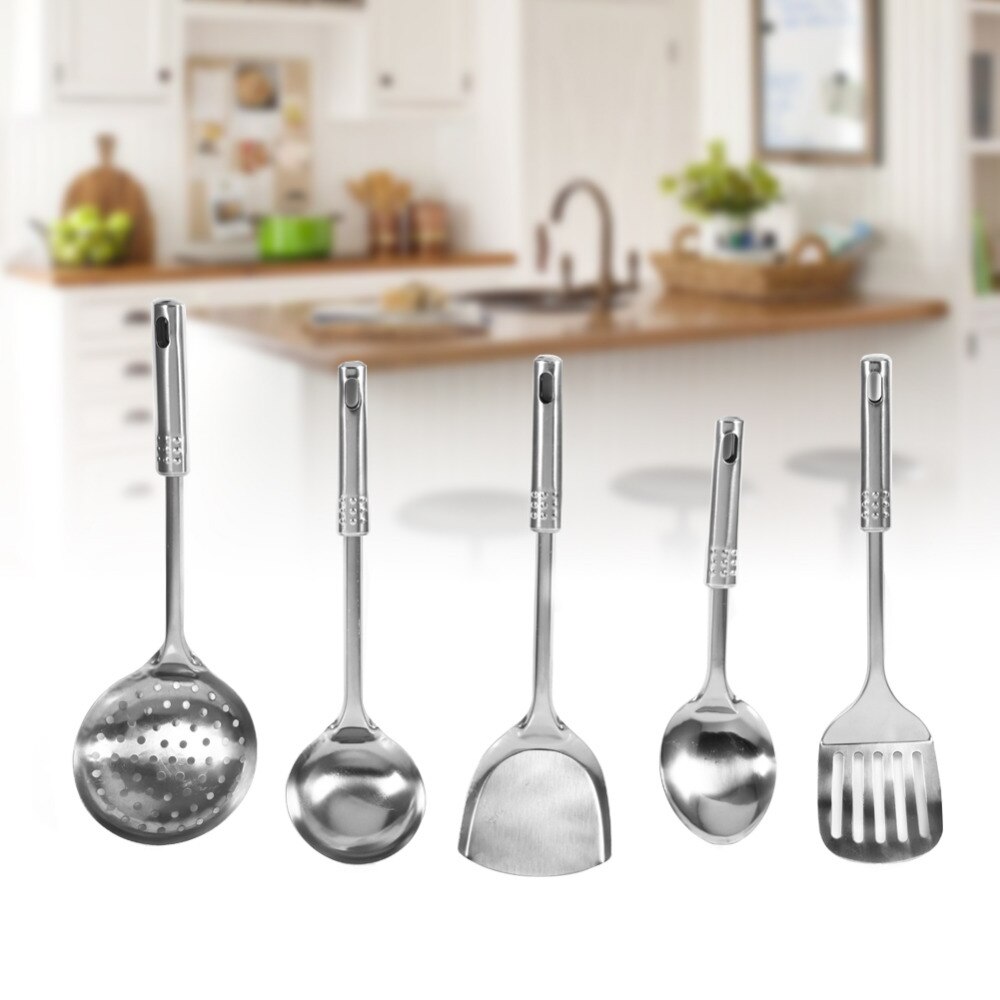 5Pcs/set Multi-functional Kitchen Utensil Set Stainless Steel Spoons Shovel Spatula Cooking Tools to Make Good Dinner