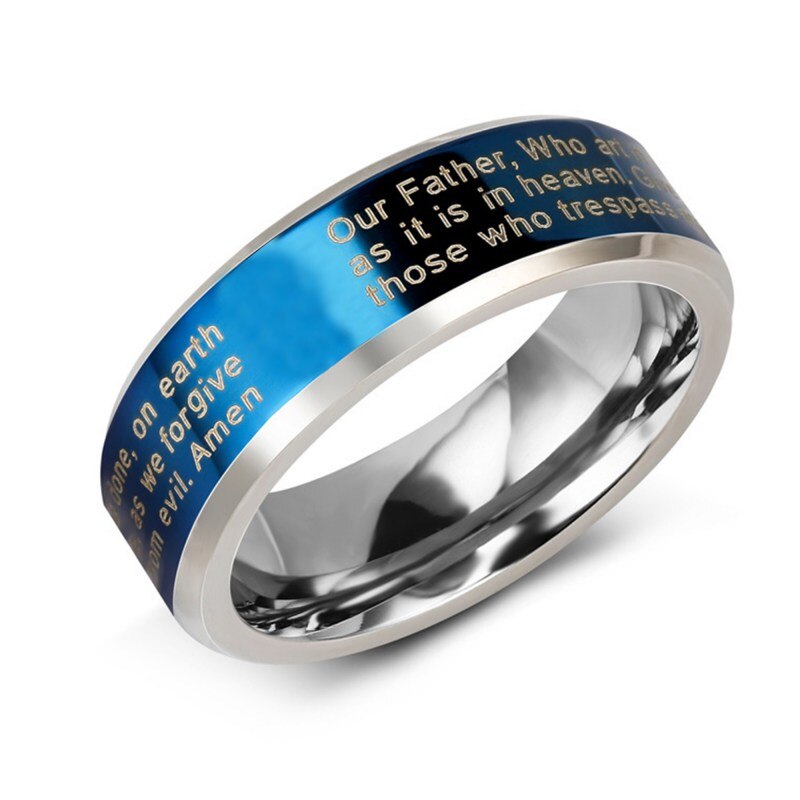Rvs Cross Ring Alfabet Bijbel Gebed Vinger Ring Mannen Amulet Sieraden Voor Jezus Katholieke Christelijke Gelovigen Dior: A5 / Caliber 18.4mm