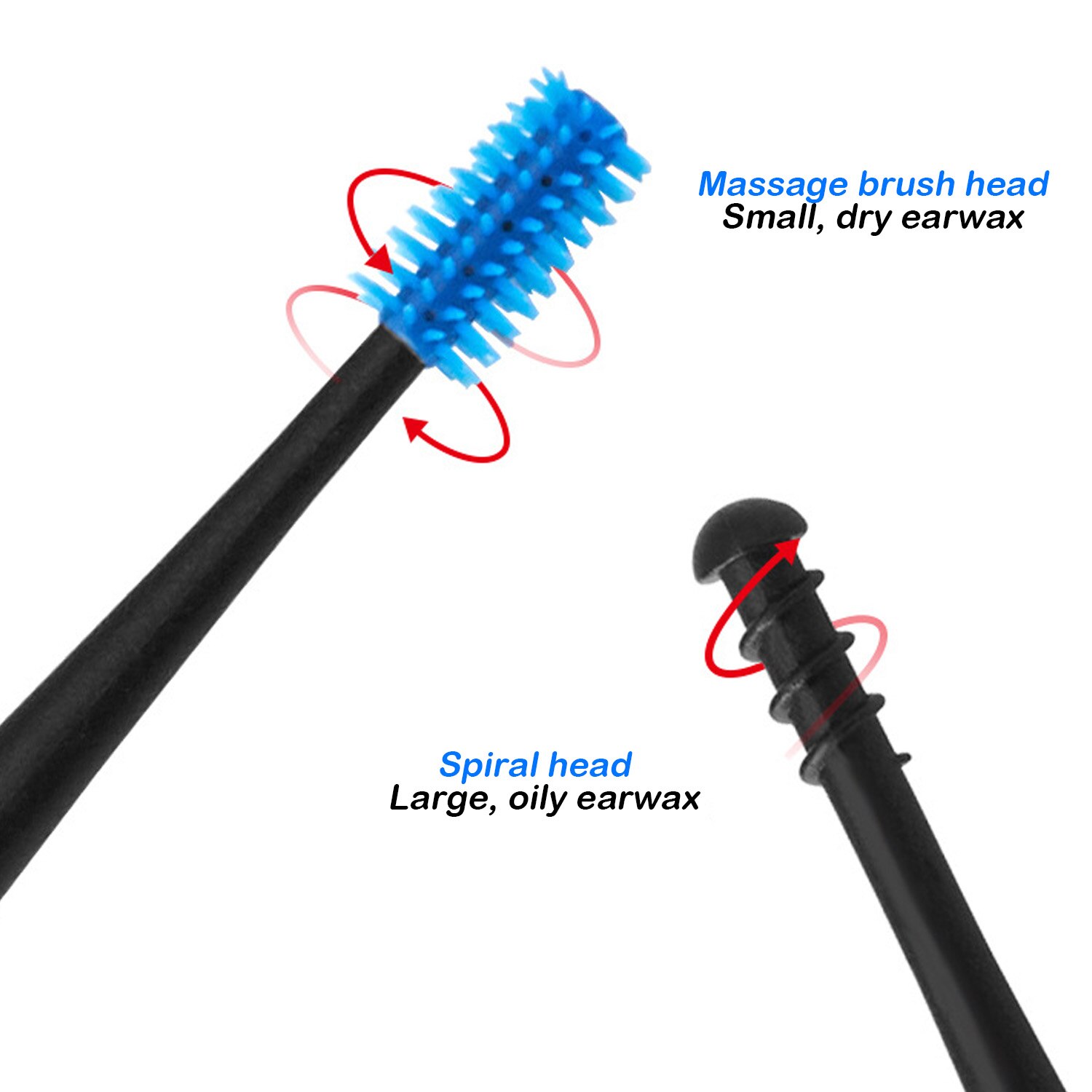 Limpiador de orejas de silicona suave reutilizable para niños y adultos, limpieza de orejas giratoria en espiral, removedor de cera de oídos, herramientas de Color aleatorio, 2 uds.