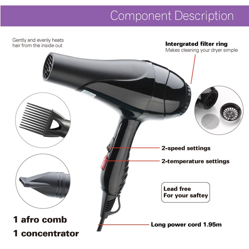 KIKI – sèche-cheveux électrique 220 W, 1800 V, haute puissance, pour la maison, Salon de coiffure