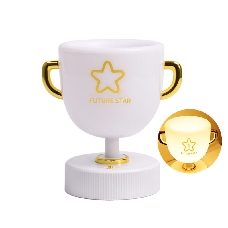 Multifucntional Pen Holder Trophy Shaped Pen Cup W/ 7 Color Night Light 1200mAh Battery USB Rechargeable for Office Desk: Yellow