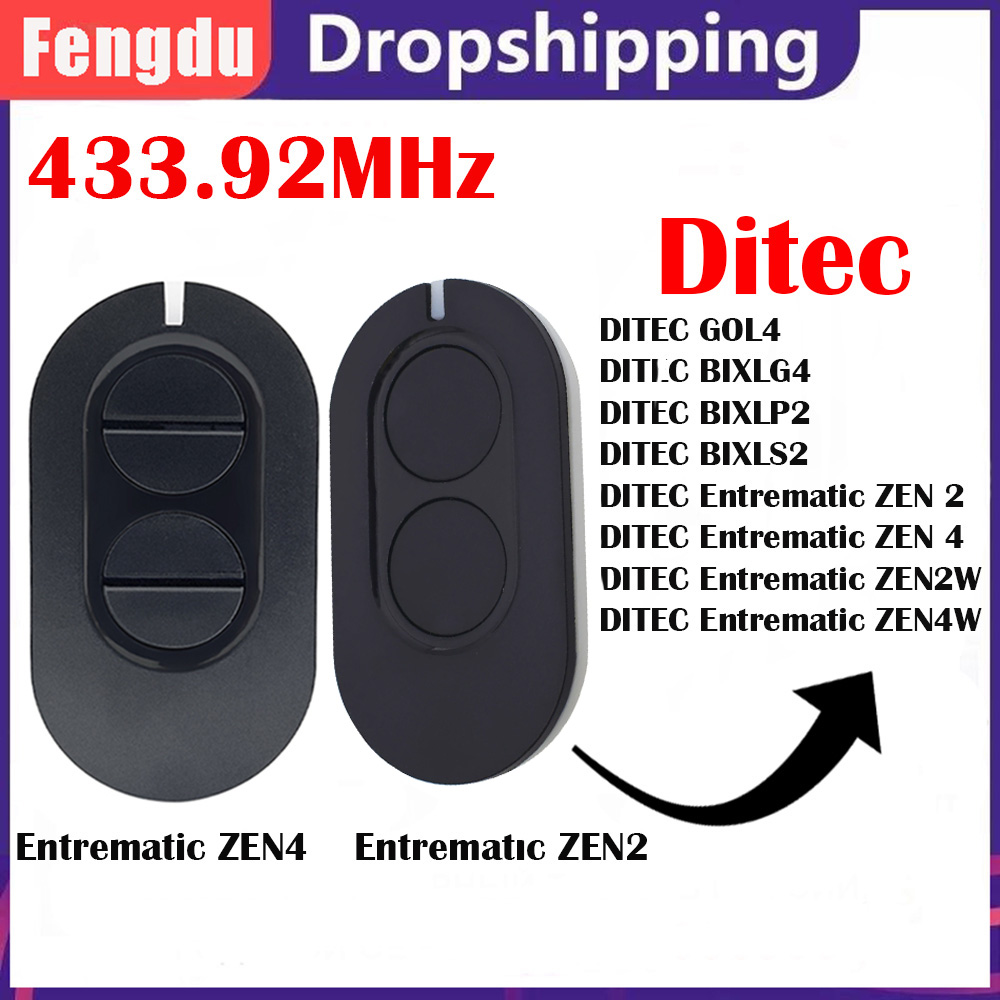 Garagentor-Fernbedienung DITEC Entrematic ZEN 2 ZEN4 ZEN2W ZEN4W Gol4 BIXLG4 BIXLP2 BIXLS2 433 MHz rollen Code Toröffner