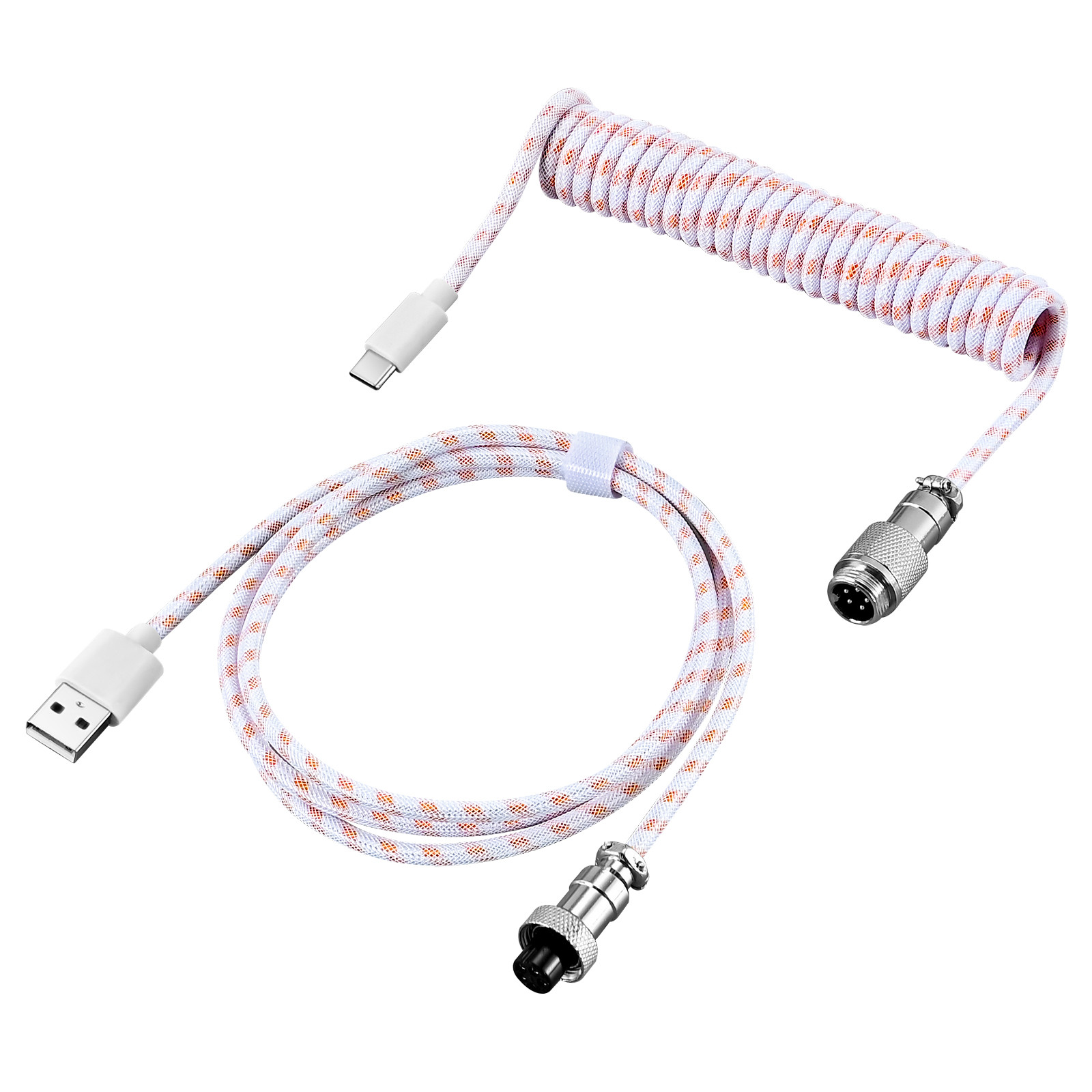 Spiralkabel für mechanische Tastatur, Typ C auf USB-A, Zubehör für Schreibtisch-Computer, Spielen-Tastatur, Profi, individuelles Flieger-Kabel: Grau