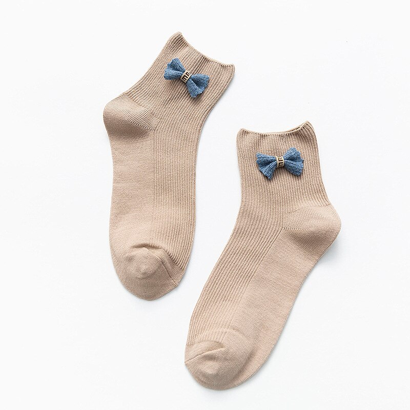 Calcetines bonitos a la para mujer, calcetines kawaii para mujer, medias de algodón para mujer: Khaki