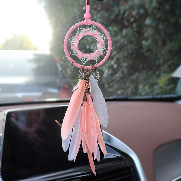 Dreamcatcher Auto Opknoping Ornamenten Auto Spiegel Hanger In Auto Accessoires Voor Meisjes Vrouwen Roze Home Room Decor Auto Windgong: Dreamcatcher 03