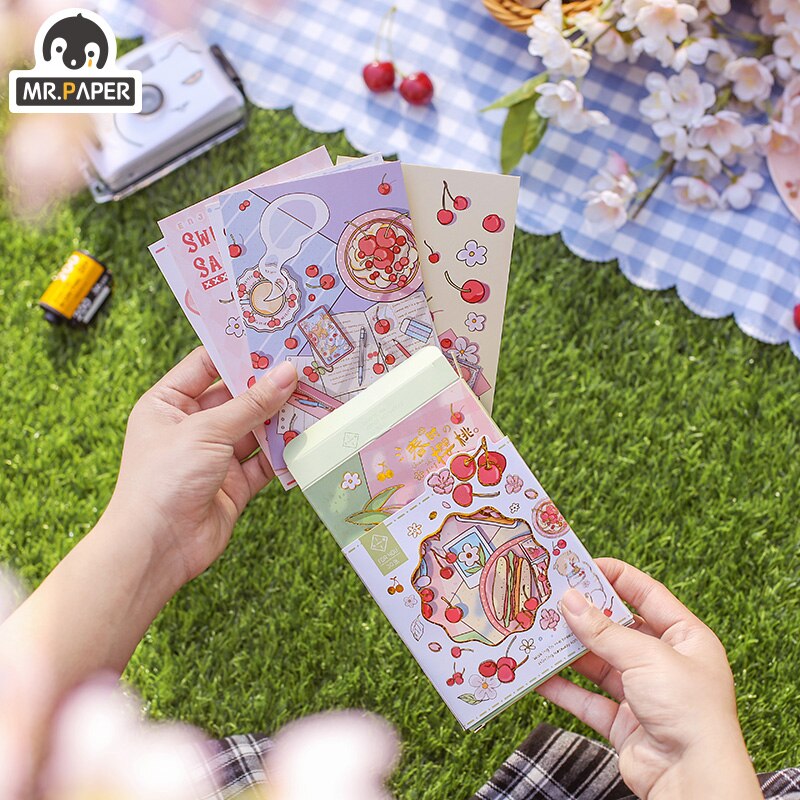 Mr.Paper 30 Pcs/box Cartoon Style Spring Cherry Series Postcards Blessing Writing Greeting Decor Collage Material