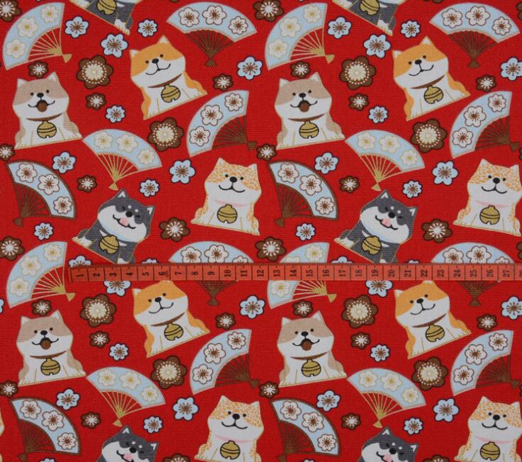 Tissu de coupe en coton 13 couleurs Shiba | Chiens inu chats chanceux, toile imprimée, tissu en coton, accessoires bricolage 1 mètre 0.914: 12