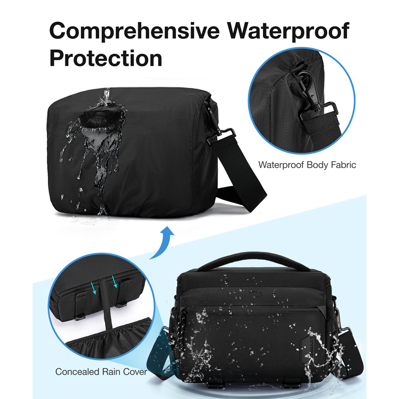 BAGSMART-Sac pour appareil photo avec support trépied, sacs initiés à la prolifération compacte pour DSLR SLR, étui à bandoulière étanche pour appareils photo