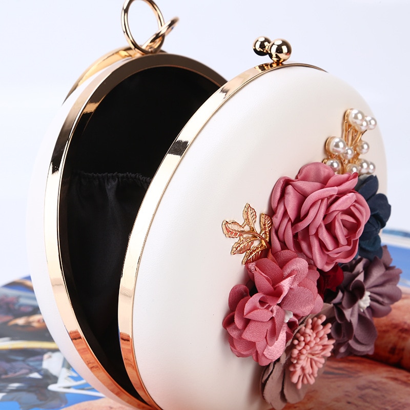 Sac de soirée circulaire, portefeuille de fête de luxe, organisateur de fleurs, pochettes, Mini porte-monnaie de mariage, LS0020