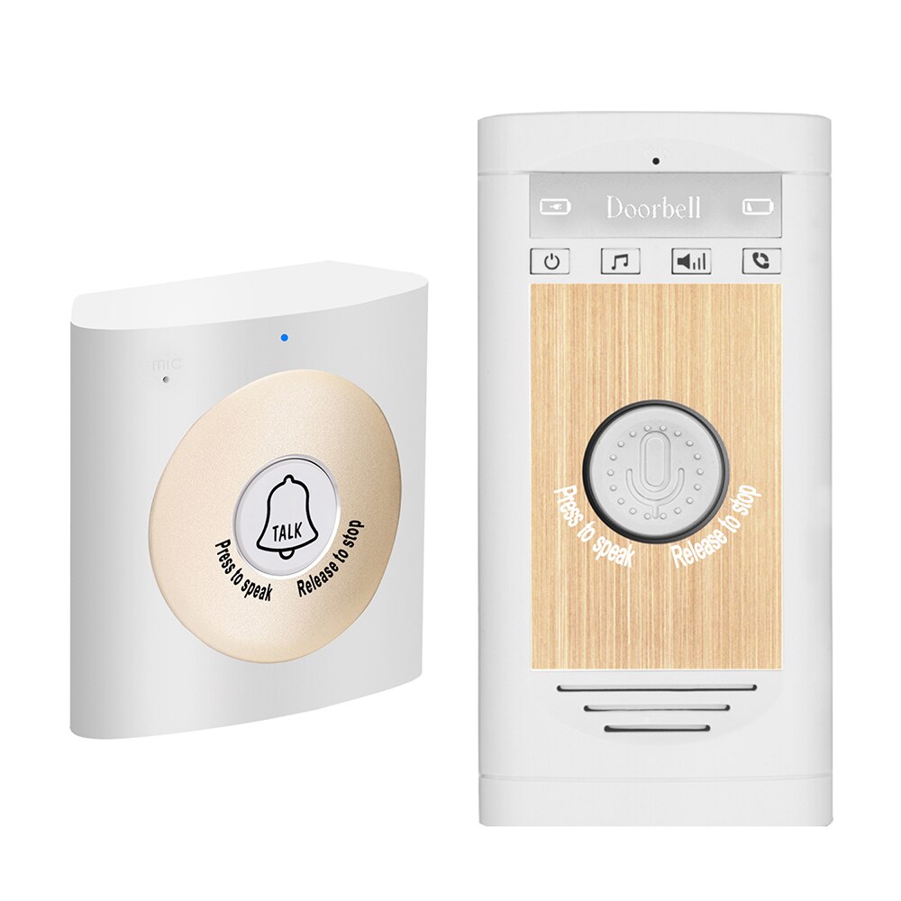 Wireless Voice Intercom Doorbell 2-Way Talk Monitor with 1*Outdoor Unit Button 1* Indoor Unit Receiver Smart Home Security
