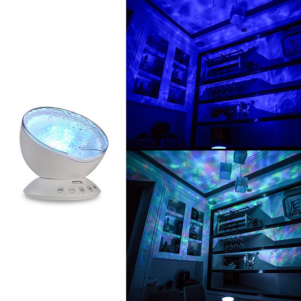 Projector Nachtlampje Multicolor Ocean Wave Light Met Mini Muziekspeler Voor Woonkamer En Slaapkamer Baby Lamp