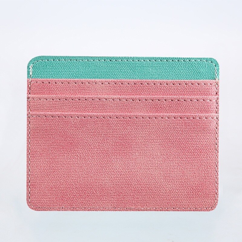 Tarjetero Artificial de Pu con múltiples ranuras para hombre y mujer, Mini tarjetero de identificación, monedero pequeño para hombre y mujer, billetera delgada, tarjetero, novedad de 2022: Pink