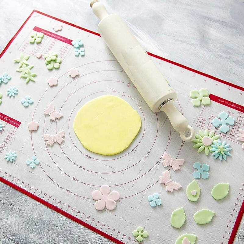 Silicone Pastry Mat 100% Non-Slip, with Measuring Counter Mat, Dough Rolling Mat, Pie Crust Mat