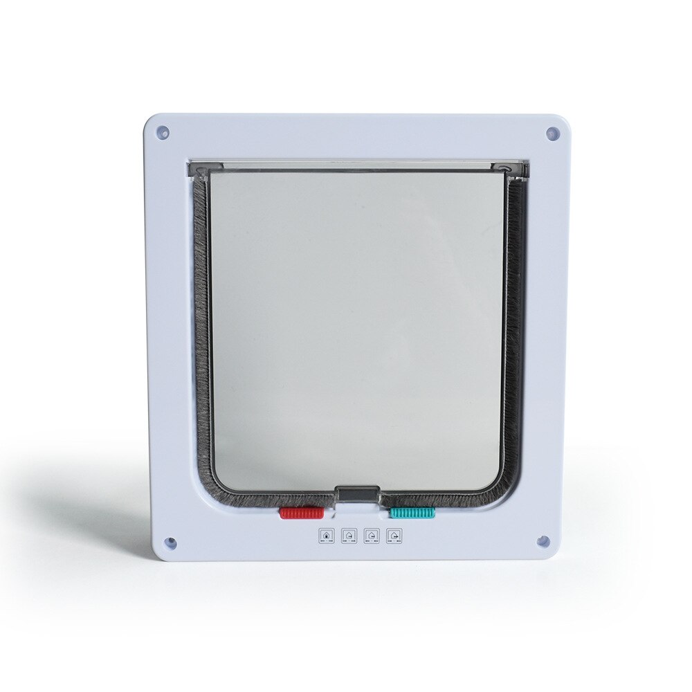 Cat Door 4 Way Locking Cat Flap Door for Interior Exterior Weatherproof Pet Doors Security Lock Flap Doggy Door for Dog Kitten: white / XL