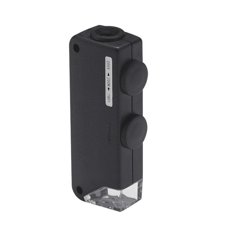 1pcs Handheld 160X-200X Magnification Zoom Len LED Lighted light lamp Pocket Microscope Magnifier Loupe